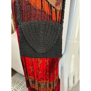 Carrie Forbes Handcrafted Black Woven Crochet Crossbody Bag Braided Strap